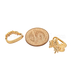 Rack Plating Star Brass Micro Pave Clear Cubic Zirconia Cuff Earrings for Women&nbsp;EJEW-C125-30G