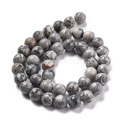 Natural Map Stone/Picasso Stone/Picasso Jasper Round Beads Strands&nbsp;G-E329-8mm-47