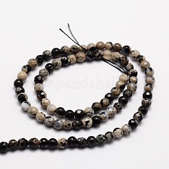 Faceted Natural Agate Round Beads Strands&nbsp;G-E318B-4mm-04
