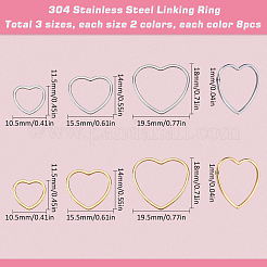 48Pcs 3 Sizes 2 Colors 304 Stainless Steel Linking Ring&nbsp;STAS-SC0007-43