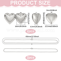 DIY 316 Surgical Stainless Steel Heart Locket Pendant Necklaces Making Kits&nbsp;DIY-FG0007-23P