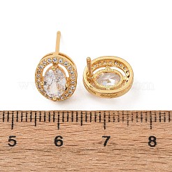 Brass Micro Pave Cubic Zirconia Stud Earrings for Women&nbsp;EJEW-F418-12G