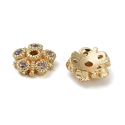 Brass Micro Pave Clear Cubic Zirconia Bead Caps&nbsp;KK-A276-07G