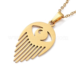 201 Stainless Steel Eye Pendant Necklace with Cable Chains&nbsp;NJEW-Q317-01G