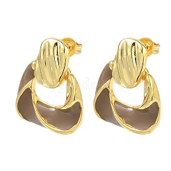Brass Enamel Dangle Stud Earrings for Women&nbsp;KK-CBA760A-12G-02