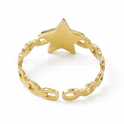 Ion Plating(IP) 304 Stainless Steel Star Cuff Ring for Women&nbsp;RJEW-C060-10G