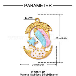 304 Stainless Steel Enamel Pendants&nbsp;STAS-OY017-33G