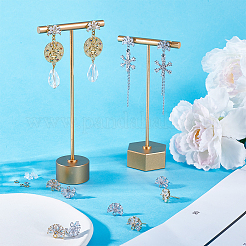 12Pcs 2 Color Brass Pave Clear Cubic Zirconia Flower Stud Earring Findings&nbsp;DIY-CN0002-80