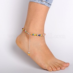 Handmade Millefiori Glass Beads Anklets&nbsp;X-AJEW-AN00028