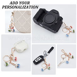 2Pcs 2 Colors Maneki Neko Lucky Cat Porcelain Pendant Keychain&nbsp;KEYC-OC0001-42A