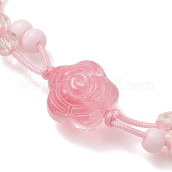 Rose Glass Seed Beads & Glass Braided Bead Bracelets&nbsp;BJEW-MZ00313