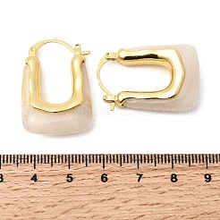 Brass Resin Hoop Earrings&nbsp;EJEW-P333-11B-G01