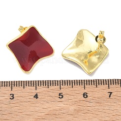 Brass Enamel Stud Earrings for Women&nbsp;KK-CBA760A-07G