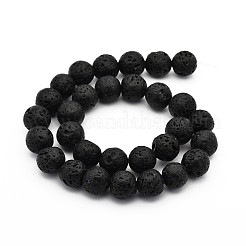 Natural Lava Rock Round Bead Strands&nbsp;G-M169-14mm-03