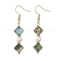 Abalone Shell/Paua Shell & Shell Pearl Bead Dangle Earrings&nbsp;EJEW-JE07322
