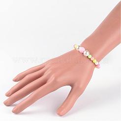 Round Opaque Acrylic Beaded Stretch Kids Bracelets&nbsp;BJEW-JB02306