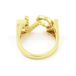 Word LOVE Brass Micro Pave Clear Cubic Zirconia Finger Rings&nbsp;RJEW-G309-11G