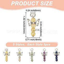 25Pcs 5 Styles Natural Green Aventurine & Lapis Lazuli & Red Aventurine & Citrine & Amethyst Pendants&nbsp;PALLOY-HY00024