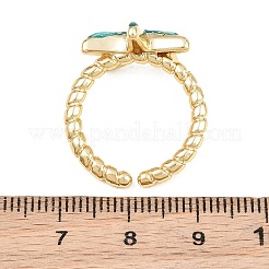 Brass Enamel Cuff Open Rings&nbsp;KK-CBA960E-17G