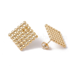 Ion Plating(IP) 304 Stainless Steel Rhombus Stud Earrings for Women&nbsp;EJEW-E199-02G