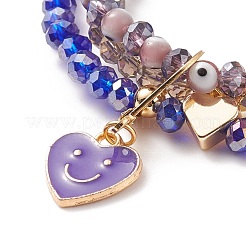 Round Glass Evil Eye Triple Layer Multi-strand Bracelet&nbsp;BJEW-JB08229-05