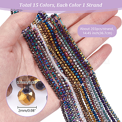 15 Strand 15 Style Electroplate Glass Beads Strands&nbsp;GLAA-GA0001-87A