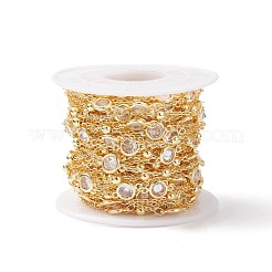 Clear Cubic Zirconia Flat Round Link Chains&nbsp;CHC-P009-09G