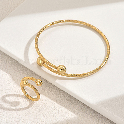 Stainless Steel Round Cuff Bangle & Rings for Women&nbsp;LY6022