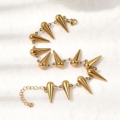 304 Stainless Steel Spike Link Chain Bracelets for Women&nbsp;BJEW-G778-01G