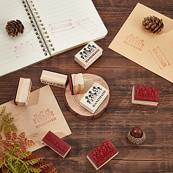 8Pcs 2 Styles Wooden Stamps&nbsp;DIY-OC0005-80