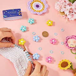8Pcs 4 Colors Flower Silicone Beads Knitting Needle Protectors/Knitting Needle Stoppers&nbsp;DIY-SC0023-91