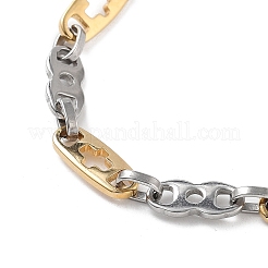 PVD Vacuum Plating 201 Stainless Steel Oval with Cross Link Chain Necklace & Bracelets Set&nbsp;SJEW-G083-15GP