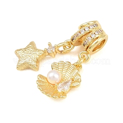 Brass Micro Pave Clear Cubic Zirconia Dangle Beads&nbsp;CU-CBAF1EE-08G