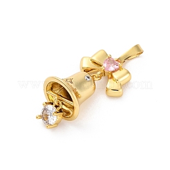 Rack Plating Brass with Cubic Zirconia Pendants&nbsp;KK-Q010-15G