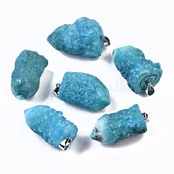 Rough Raw Electroplate Natural Druzy Agate Pendants&nbsp;G-S359-274