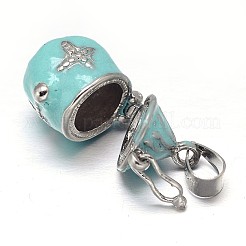 Enamel Pot Rack Plating Brass Prayer Box Pendants&nbsp;KK-L101-09B