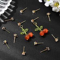 SHEGRACE Brass Clear Cubic Zirconia Square Stud Earring Findings&nbsp;XGR0103G-115G
