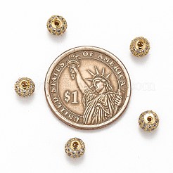 Brass Cubic Zirconia Beads&nbsp;ZIRC-F001-02G-6MM