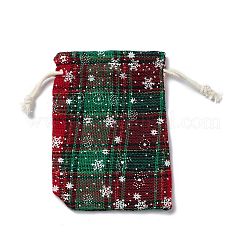 Christmas Theme Rectangle Jute Bags with Jute Cord&nbsp;LS-ABAG-E006-01D