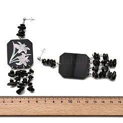 Resin Chip Tassel Stud Dangle Earrings&nbsp;EJEW-G466-07P