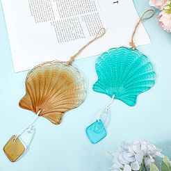 Hot Melt Glass Shell Shape Pendant Decoration&nbsp;AJEW-WH20073-014
