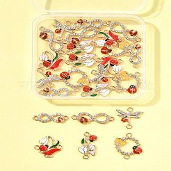 24Pcs 6 Styles Alloy Enamel Links Connector Charms&nbsp;ENAM-FS0002-91