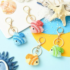 4Pcs 4 Styles Wool Weaving Tropical Fish Keychains&nbsp;ST-CJ0028-12