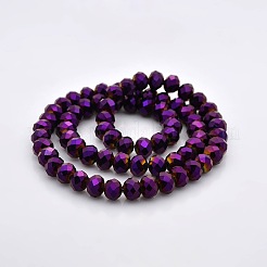 Full Plated Faceted Rondelle Glass Beads Strands&nbsp;GLAA-A024F-FP03