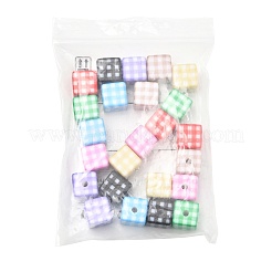 24Pcs 8 Colors Printed Opaque Acrylic Beads&nbsp;MACR-FS0002-47