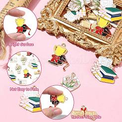 30Pcs 5 Styles Graduation Theme Alloy Enamel Pendants&nbsp;FIND-CJ0002-50