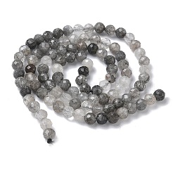 Natural Tourmalinated Quartz Beads Strands&nbsp;G-L651-C10-4mm