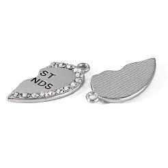 Heart Alloy Rhinestone Split Pendants&nbsp;TIBEP-S293-061P-LF