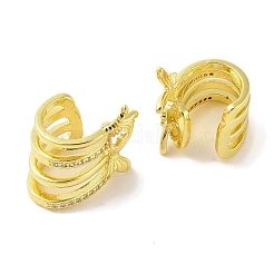 Brass Micro Pave Clear Cubic Zirconia Cuff Earrings for Women&nbsp;EJEW-I305-06G