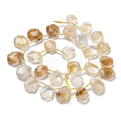 Natural Yellow Hematoid Quartz/Golden Healer Quartz Beads Strands&nbsp;G-Z040-A05-01